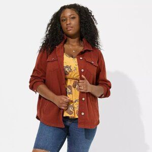 Torrid Burnt Orange Denim Shacket Overshirt